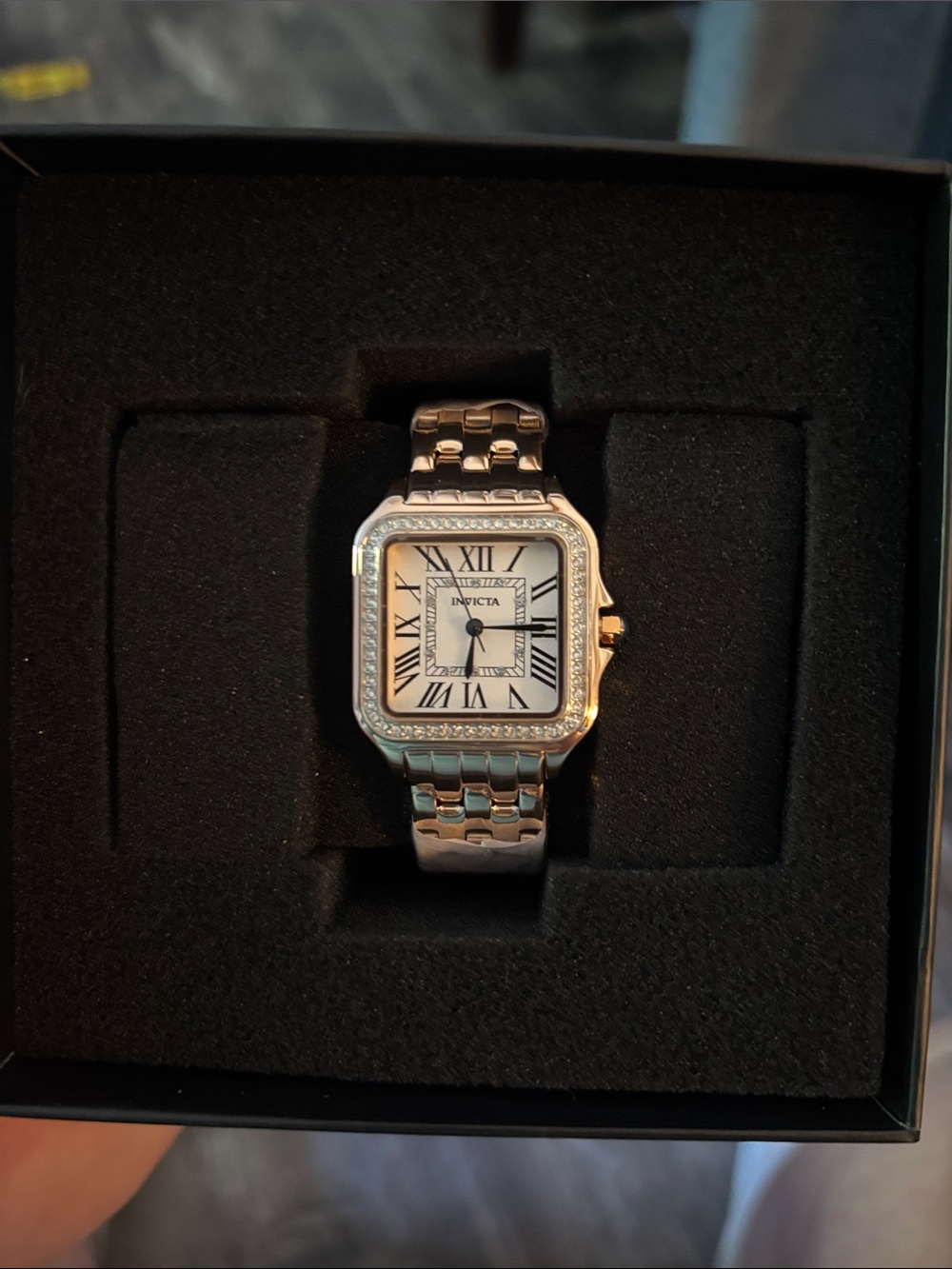 Invicta Silver-Tone Square Roman Numeral Bracelet Watch